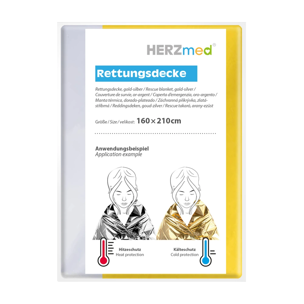 [700100] HERZmed Rettungsdecke gold/silber, 210 x 160 cm