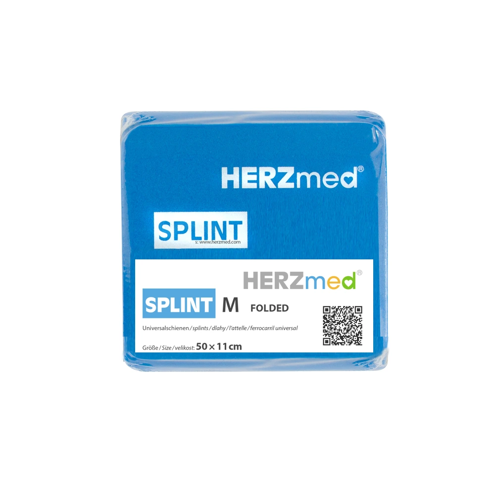 [410900] HERZmed Splint gefaltet (Größe M (gefaltet) – 50 x 11 cm, Blau/Grau)