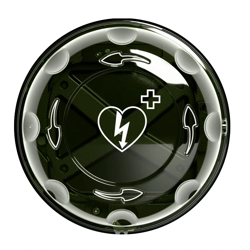 Indoor AED-Wandkasten Rotaid Solid Plus, transparentes grün mit Alarm